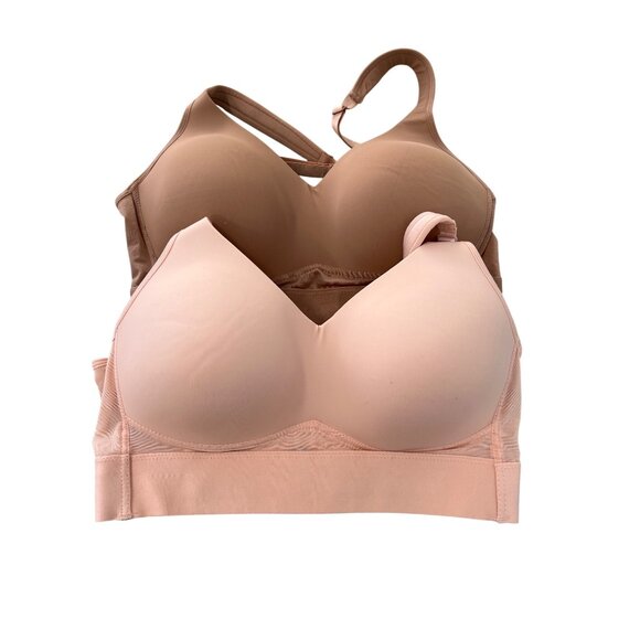 Rhonda Shear 2 Pack Molded Cup Bra with Wrap Back Size Large Pink Beige 611.6 - Picture 2 of 9